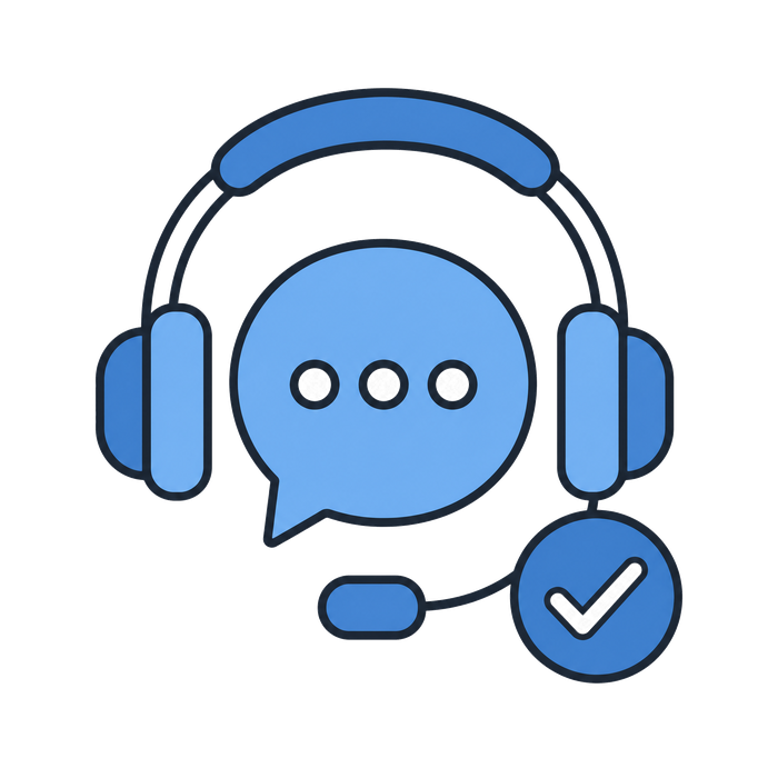 Illustration representing ongoing support with a headset and chat bubble